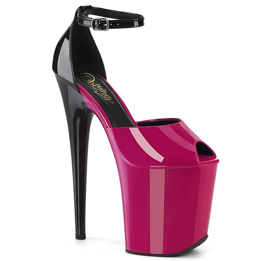 Pleaser - FLAMINGO868 Sandale à bride à la cheville, Pole dance chaussures - Rose/Noir Product image